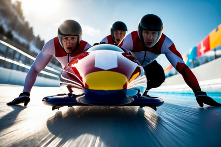 AI Generative Bobsleigh skeleton sport sledding race, Winter Olympic games Competition championshipの素材