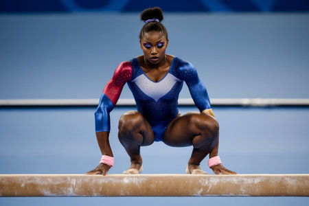 AI Generative Artistic gymnastics competition, woman athlete performs at the Olympic games Championshipの素材