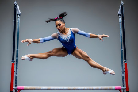 AI Generative Artistic gymnastics competition, woman athlete performs at the Olympic games Championshipの素材