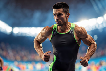 Generative Man athlete jogger running race marathon, summer sports olympic games competitionの素材