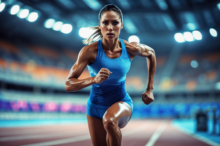 Generative Woman athlete jogger running race marathon, summer sports olympic games competitionの素材