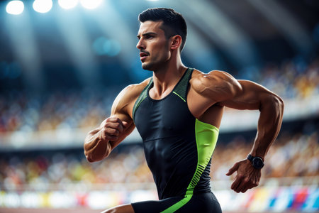 Generative Man athlete jogger running race marathon, summer sports olympic games competitionの素材