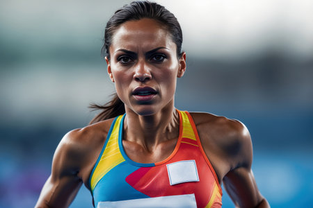 Generative Woman athlete jogger running race marathon, summer sports olympic games competitionの素材