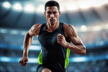 Generative Man athlete jogger running race marathon, summer sports olympic games competitionの素材