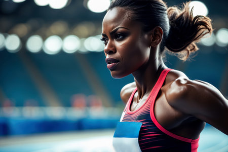 Generative Woman athlete jogger running race marathon, summer sports olympic games competitionの素材