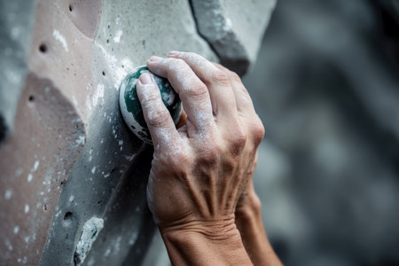 AI Generative Woman athlete climber climbing up on wall, summer Olympic games competition championshipの素材