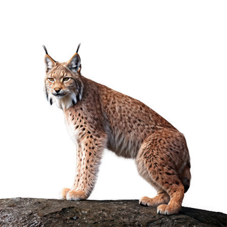 AI Generative Wild cat lynx isolated on transparent png background, fluffy forest asian animalの素材
