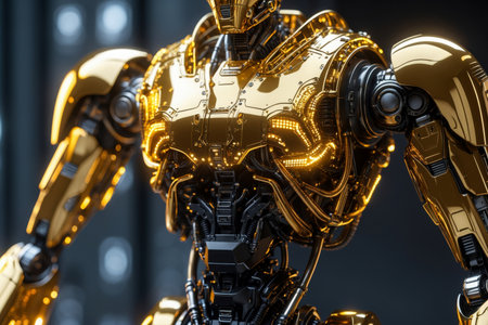 AI Generative Portrait future robot of artificial intelligence, futuristic tomorrow computer technologyの素材