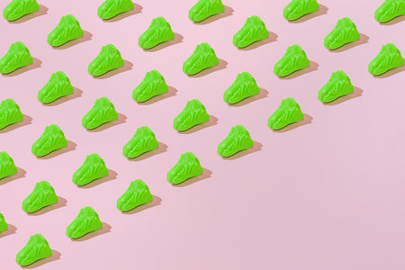 Creative abstract summer pattern flat lay on pastel pink background minimalism with copy space for textの写真素材