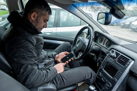 Bar, Montenegro, 12 January 2026, Smartphone navigator Yandex Maps app for driver