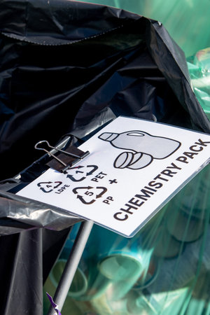Bar, Montenegro, 31 January 2026, Collection of packaging from chemicals for recycling and reuse