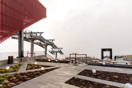 Kotor, Montenegro, 26 October 2025, View of the cable car gondola to Mount Lovcenのeditorial素材