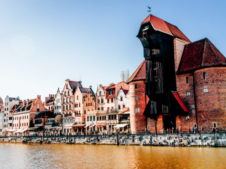 Gdansk, Poland, 22 February 2020, Old historical part of the city, avenue street with view of the...