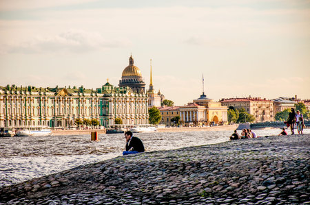 Saint Petersburg, Russia, 4 August 2015, View panorama of the old part of the city on sunny summer dayのeditorial素材