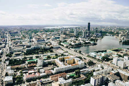 Ekaterinburg, Russia, 16 July 2014, View panorama of the old part of the city on sunny summer day