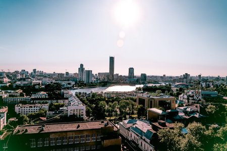 Ekaterinburg, Russia, 2 July 2015, View panorama of the old part of the city on sunny summer day