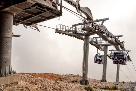 Kotor, Montenegro, 26 October 2025, View of the cable car gondola to Mount Lovcenのeditorial素材