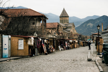 Tbilisi, Georgia, 13 March 2019, Clothes and shoes are sold in local bazaar market store