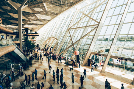 Baku, Azerbaijan, 29 August 2016, Interior of Heydar Aliyev International Airportのeditorial素材