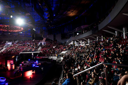 Saint Petersburg, Russia, 30 October 2017, The interior of the theater stand, the auditorium of the...