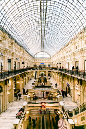 Moscow, Russia, 22 January 2018, GUM State Department Store with glass roof
