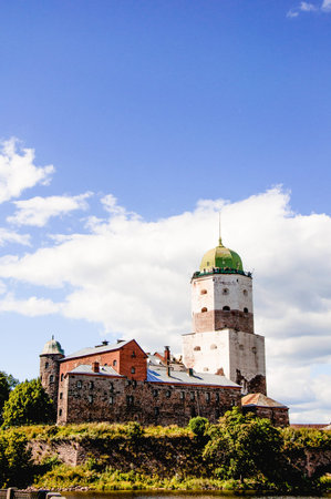 Vyborg, Russia, 8 August 2015, Fortress in the old town old stone landmark fortification building...
