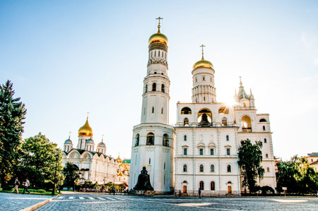 Moscow, Russia, 24 August 2015, Ivan the Great Bell Tower and Saint John Climacus Church inside the Kremlinのeditorial素材