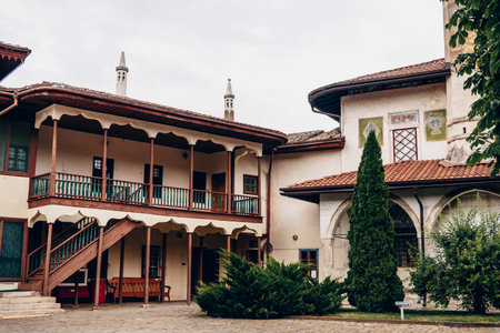 Bahchisaraj, Crimea, 20 Jule 2020, Khan's Palace museum Islamic landmark historical exterior