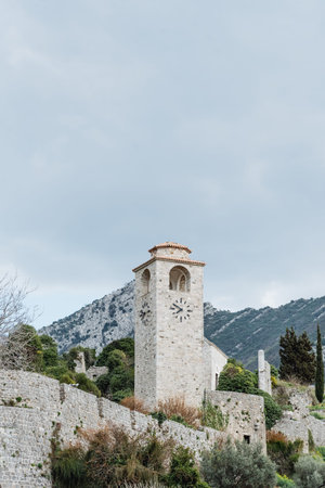 Bar, Montenegro, 22 March 2026, View of old part city and residential buildings panorama on cloudy...