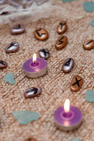 Trend for occult fortune telling and witchcraft ancient pagan Scandinavian runic stone spiritual mystic occultism