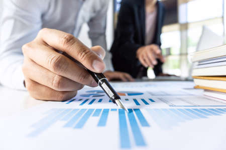 Startup business people group brainstorming on meeting to planning investment project working and...