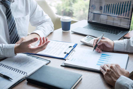 Professional executive manager, Business partner discussing ideas marketing plan and presentation...
