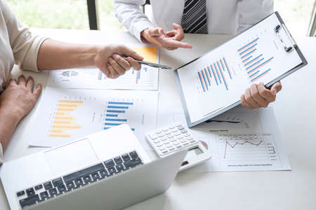 Group of Business leader team conference on meeting presentation to planning investment project...