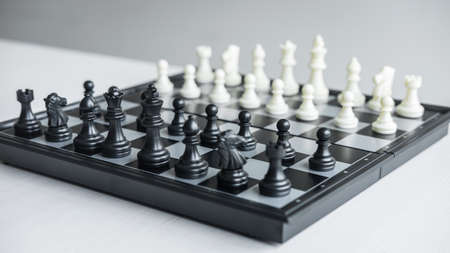 Leadership chess and thinking strategy plan about crash overthrow the opposite team and development analyze for successful.の写真素材