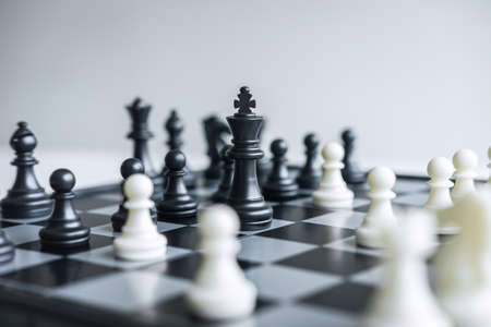 Leadership chess and thinking strategy plan about crash overthrow the opposite team and development analyze for successful.の写真素材