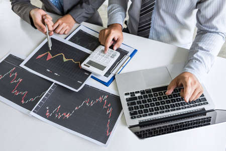 Business team discussion on meeting to planning investment trading project and strategy to investor...