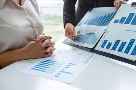 Professional Business woman partner discussing ideas plan and presentation new project at meeting collaboration, working and analyzing in workspace office, financial and investment concept.の写真素材