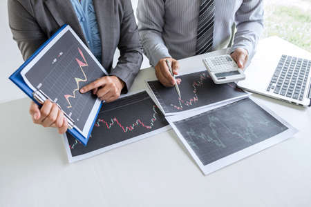 Business team discussion on meeting to planning investment trading project and strategyの写真素材
