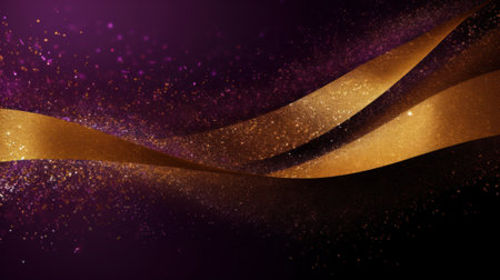 A gold and purple abstract sparkle background. Generative AI.の素材