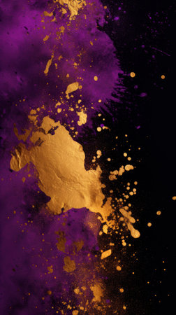 A gold and purple abstract sparkle background. Generative AI.の素材