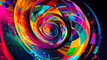 A brightly colored data explosion concept background. Generative AI.の素材