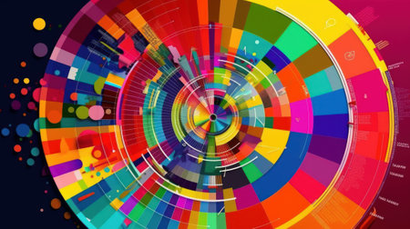 A brightly colored data explosion concept background. Generative AI.の素材