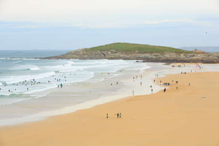 Surfing Beach, Fistral Beach, Newquay, Englandの写真素材