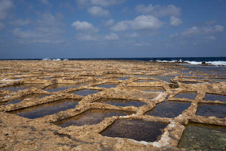 Salt pans Marascala, Gozo Maltaの写真素材