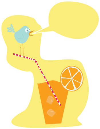 Talking bird and orange juiceのイラスト素材
