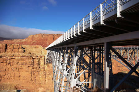 View from under the new Navajo Bridge over the Colorado River.の写真素材