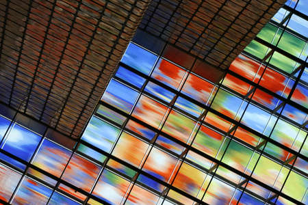 Many colored panels with silver panels for ceiling