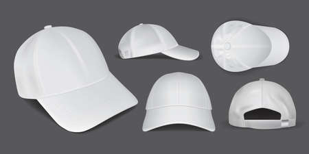 white caps from different sides on a black background