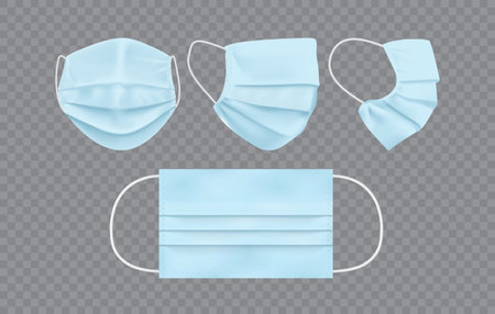 blue face mask isolated on dark background mock up vectorのイラスト素材