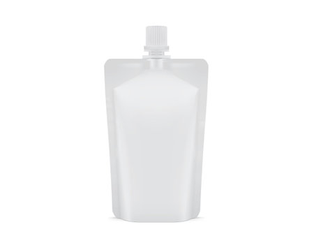 white blank plastic packaging doy pack isolated on white background mock up vectorのイラスト素材